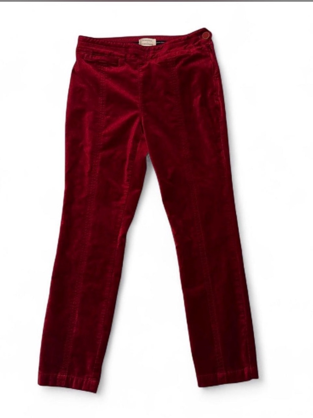 Anthropologie “The Essential Slim Velvet Trouser” in Red Size 4